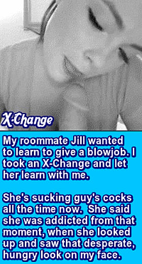 She's Sucking Guy's Cocks: XChange Caption'