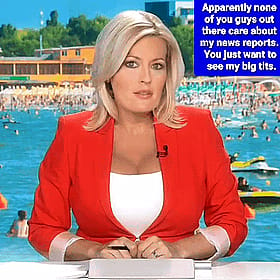 Sharon the Newscaster's Big Tits and Cleavage'