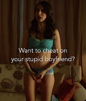 Cheat on Your Stupid Boyfriend? Brunette in Lingerie Wants You to Know How!'