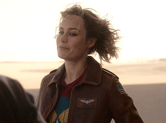 Blonde Celebrity Brie Larson Poses in Sexy Leather Jacket picture 1 of 1