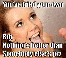 Blonde Sissy Caption: You've Tried Your Own, But Nothing's Better Than Somebody Else's Jizzzz'