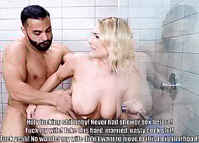 Cheating Blonde Neighbor Gets Big Tits Doggy Style in Shower Sex'