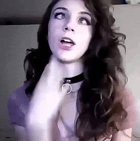 Ahegao Amateur: Girl with Choker and Tongue Out'