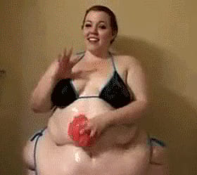 Fat BBW's Sexy Shower Moment: Holding a Red Ball'