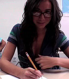 Big Tits College Flashing Glasses Teen'