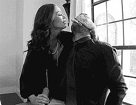 Slutwife Gives Handjob to Mature Man'