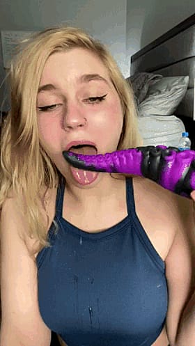 Blonde Ahegao Amateur Masturbating with Big Tits'