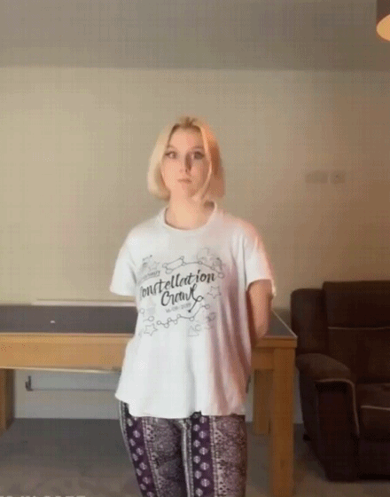 Blonde Bimbo's Big Tits Bouncing in a Mini Skirt picture 1 of 1