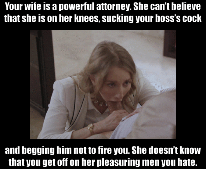 Your girlfriend is a powerful attorney. She can't believe that she is on her knees, sucking your cock. But she doesn't know what you get off on. picture 1 of 1