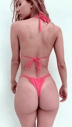 Blonde Babes' Pink Bikini: A Sizzling Hot Ass Showcase'