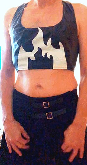 Sexy Lingerie Model in Black Belt and Fire Emblem Tank Top'