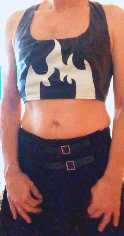 Sexy Lingerie Model in Black Belt and Fire Emblem Tank Top picture 1 of 1