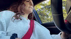 Big Tits in the Car: Flashing for the Camera'