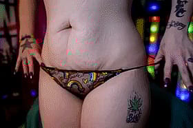 Amateur Goth Slut Flashes Her Rainbow-Colored Panties'