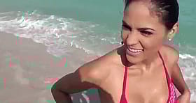 Amateur Big Tits Beach Babe Smiling'