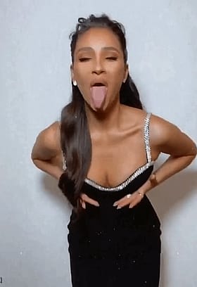 Sexy Celebrity Jiggling Her Tits and Tongue'