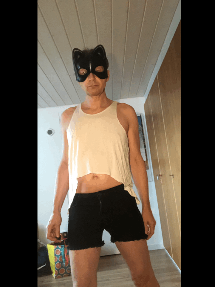 Wearing Lingerie and Black Shorts picture 1 of 1