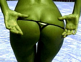 Bikini Pool Babe Shows Off Her Backside'