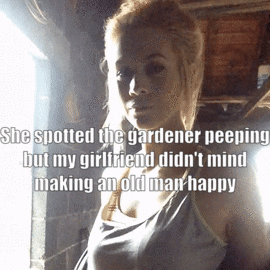 She Spotted the Gardener Peeping but My Girlfriend Didn't Mind Making an Old Man Happy picture 1 of 1
