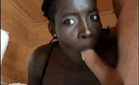 African Blowjob Queen Gives Creamy Cumshots'