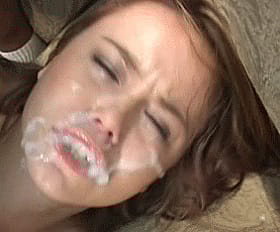 Brunette Cumshots: A Sizzling Hot Babe Gets Her Face Covered in Cream'
