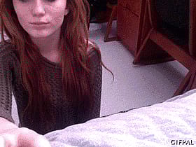 Redhead Flashing Boobs in Bedroom'
