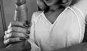 Girlfriend Gives Handjob to Big Tits'