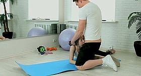 Cheating Daughter Gets Deepthroat Blowjob from Gym Cuckold'