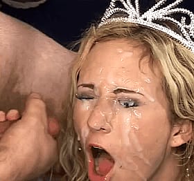 Blonde Bukkake Bitch Gets Cum Facial'