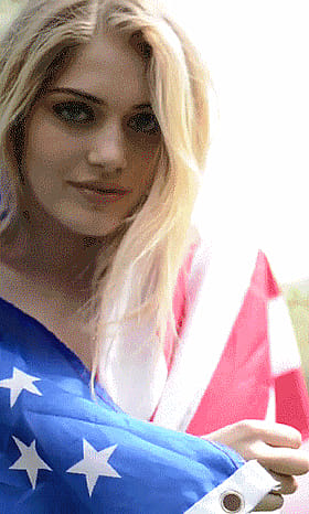 Hot Blonde Babe Flaunts Her Flag'