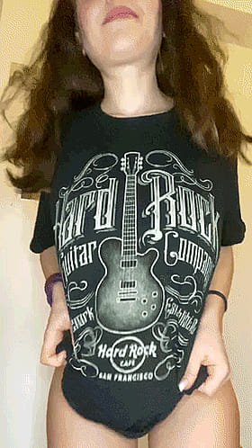 Amateur Brunette Big Tits Hard Rock Guitar Shirt'