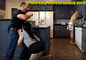 Almost Caught Cheating Boyfriend Gets His Ass Handled in the Kitchen'