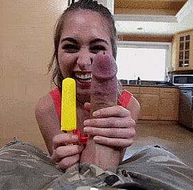 Brunette Teen Giving Monster Cock a Blowjob'