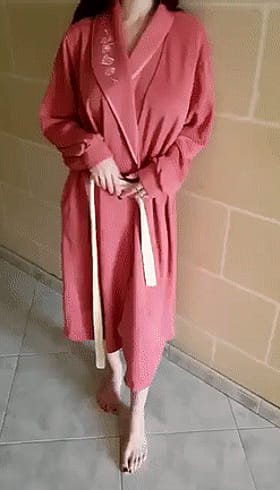 Babes with Big Tits: Pink Robe and Stripped Belt'