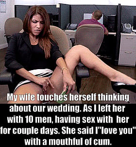 Brunette Pornstar Captions: My Wife Touches Herself Thinking About Our Wedding'