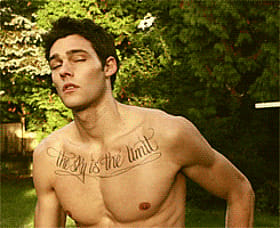 Hot Shirtless Guy with Tattoos and Piercing'