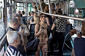 Babes with Big Tits Flashing Pussy on Public Bus'