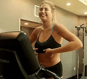 Blonde Babes Flashing Titties While Exercising on a Treadmill'