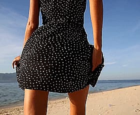 Babes' Beach Bum: A Sultry Polka Dot Dress'