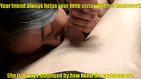 Always helps your little sister with her blowjob: Captioned by a friend'