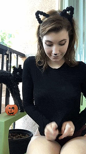 Brunette Teen's Erotic Halloween Adventure'