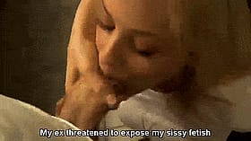 Blonde Sissy Caption: Handjob, Blowjob, Cumshots - Exposed by My Sister'