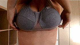 Babes with Big Tits Bounce in Grey Bra'