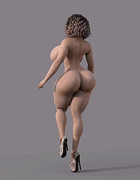 3D Animation of a Busty Babe Walking'