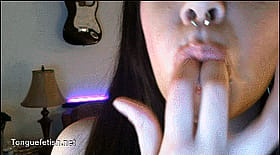 Brunette Non-Nude Open Mouth Oral Invitation'