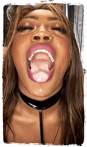 Cum Drooling Mouth Waiting for Spit'