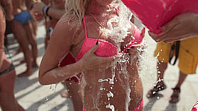 Pink Bikini Babe Gets Wet and Wild'