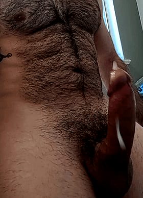 Amateur Hairy Dude's Wet, Sticky, and Sweaty Cock'