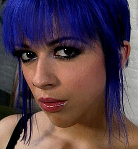 Sexy Blue Haired Chick Staring at the Camera'