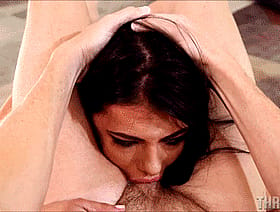 Deepthroat Brunette Gagging for a Hardcore Blowjob'